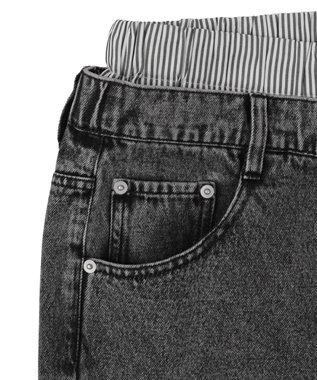 WEGO 【ユニセックス着用ITEM/MLサイズ展開/ウエストゴム】ボクサードッキングデニムパンツ デニムブラックソノタ