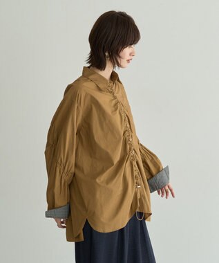 YECCA VECCA ドロストデザインギャザーシャツ Camel