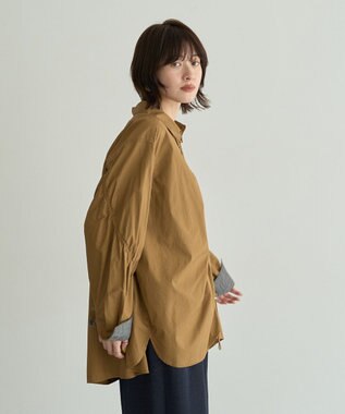 YECCA VECCA ドロストデザインギャザーシャツ Camel