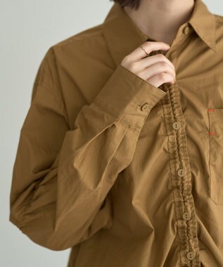 YECCA VECCA ドロストデザインギャザーシャツ Camel