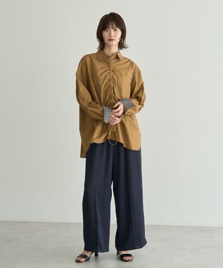 YECCA VECCA ドロストデザインギャザーシャツ Camel