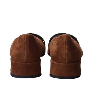 INTER-CHAUSSURES 【INTER-CHAUSSURES】スクエアトウローヒールバックルパンプス ブラウンスウェード