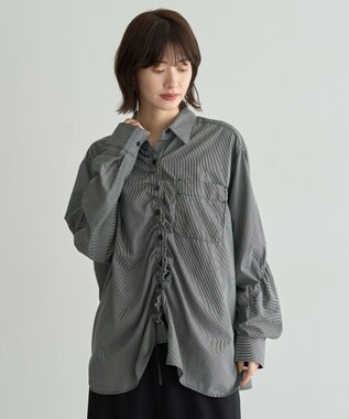 YECCA VECCA ドロストデザインギャザーシャツ Camel