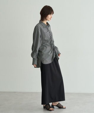 YECCA VECCA ドロストデザインギャザーシャツ Camel