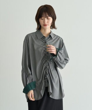 YECCA VECCA ドロストデザインギャザーシャツ Camel