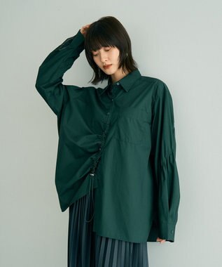 YECCA VECCA ドロストデザインギャザーシャツ Camel