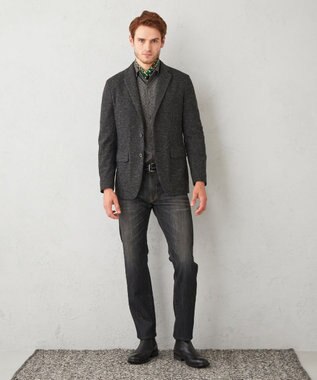 JOSEPH ABBOUD 【オーガニックコットン】ダンガリープリント シャツ ブラック系5