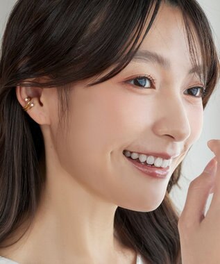 Tiaclasse ツイストダブルストーンイヤカフ ゴールド