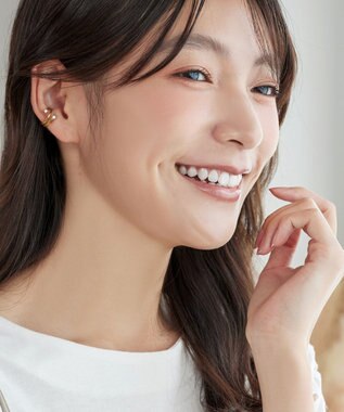 Tiaclasse ツイストダブルストーンイヤカフ ゴールド
