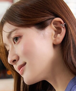 Tiaclasse ツイストダブルストーンイヤカフ シルバー