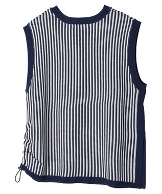 Green Parks ストライプドロストベスト Navy