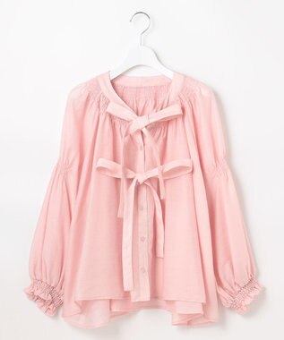 Feroux ダブルリボンシアー ブラウス ピンク系