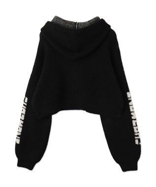 WEGO スタージャガードニットプルパーカー ブラック