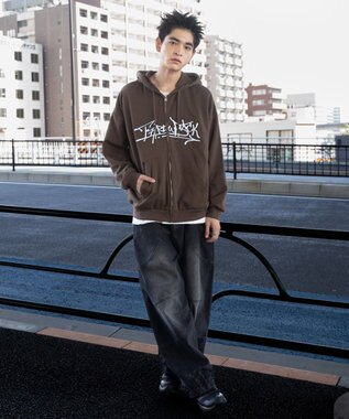 WEGO ワッペンロゴジップパーカー ブラウン