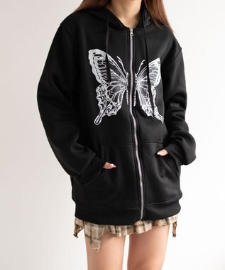 WEGO バタフライBIGZIPパーカー