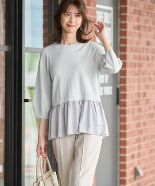 ANY SIS 【洗える】ファブリックコンビ ニット ミント