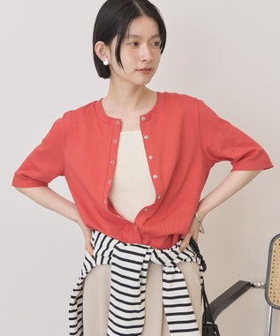 AMERICAN HOLIC 【マルチ機能】リブ半袖カーディガン Red