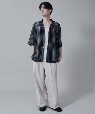 WEGO ストライプメッシュBIGシャツ（S） 柄2