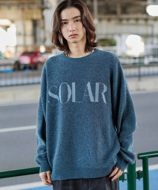 WEGO 【ユニセックス着用ITEM】ベロアモールグラフィックプルオーバー ブルー