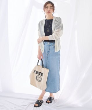 ANY L メッシュＶネックニットカーディガン エクリュ