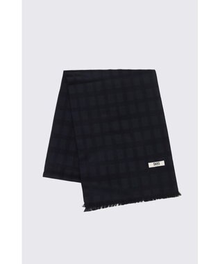 DAKS ネイビーチェックシルクマフラー ネイビー