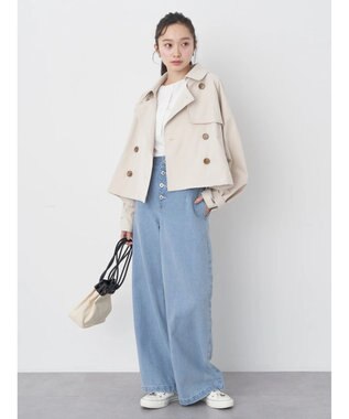 earth music&ecology ボタンフライワイドデニムパンツ Light Indigo