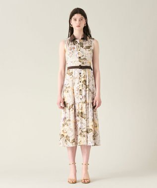 GRACE CONTINENTAL ボタニカルプリントワンピース ベージュ