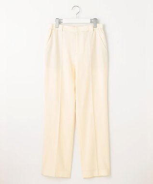 自由区 【洗える】ウォッシャブルハイカウントフラノ ストレートパンツ アイボリー系