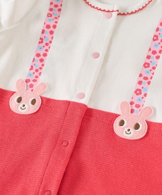 MIKI HOUSE HOT BISCUITS 【70-80cm】キャビットサスペンダーカバーオール ピンク