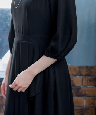 Tiaclasse L 【洗える】大人の洗練ドレープワンピース ブラック