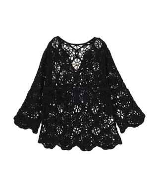 earth music&ecology クロシェ風プルオーバー Black