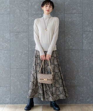 23区 S 【CLASSY.掲載/洗える】スムージーコットン タートルネック ニット ベージュ系