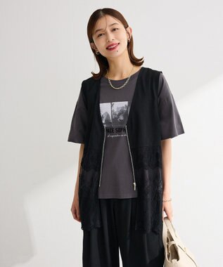 Green Parks 汗染み防止ボックスロゴＴシャツ Charcoal Gray