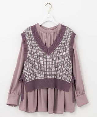 ANY SIS 【2SET】ニットベスト×チュニック ブラウス モーブ系