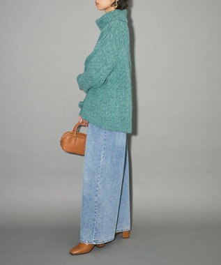 Green Parks ケーブル編みハイネックニット Green