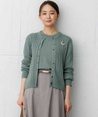  【先行予約】コットンカシミヤミックスニット ケーブルカーディガン