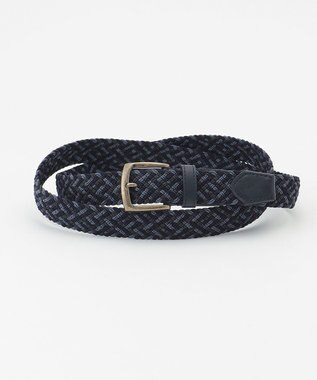 JOSEPH ABBOUD 【キングサイズ・伸びる】ライトミックスメッシュベルト ネイビー系