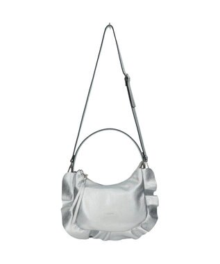 INTER-CHAUSSURES 【RIPANI】サイドフリルホーボーバッグ・ミディ シルバー