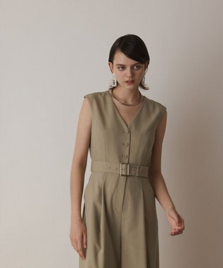 GRACE CONTINENTAL ベルト付サロペット ベージュ