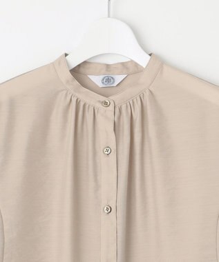 J.PRESS LADIES 【洗える】シアーブライトローン バンドカラー ブラウス ベージュ系