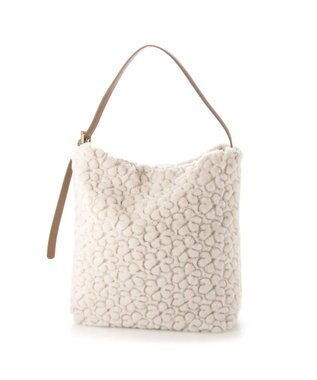 UNBILLION cachecache 花刺繍エコファーワンハンドルバッグ アイボリー