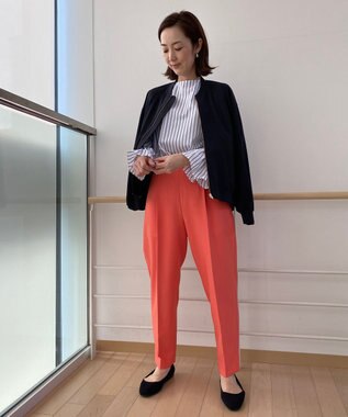 UNFILO 【VERY.3月号掲載/洗える/ストレッチ】ハイウエストカラーパンツ オレンジ