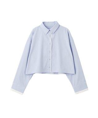 earth music&ecology パイピングショートシャツ Sax