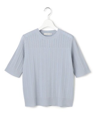 ICB L レースパターン ニット サックスグレー