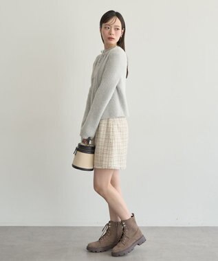 earth music&ecology SET2点チャーム付きシャギーニット＋インナー Light Gray
