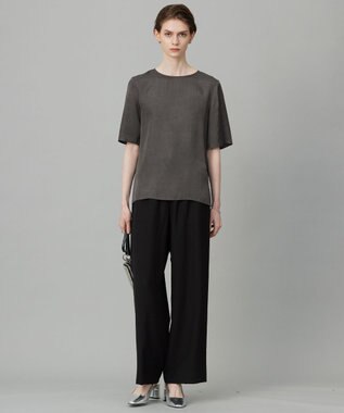 ICB 【人気のため新色追加・接触冷感・洗える】 ワッシャーツイル ワイドストレートパンツ ブラック系