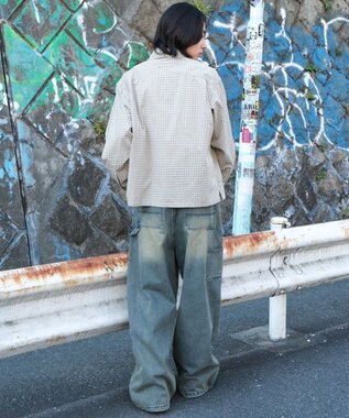 WEGO ダブルニーダメージデニムパンツ デニム淡加工色