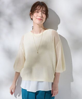 ANY 【洗濯機可/アンチピリング】アイレットメッシュニット オフ