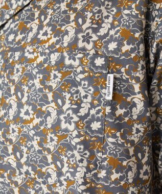 OP／FILA 【Ocean Pacific】プリント長袖オープンネックシャツ ブラウン