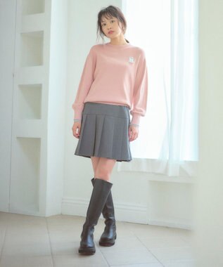 Feroux 【猫カフェMOCHAコラボ】しらたまくん刺繍 ニット ピンク系